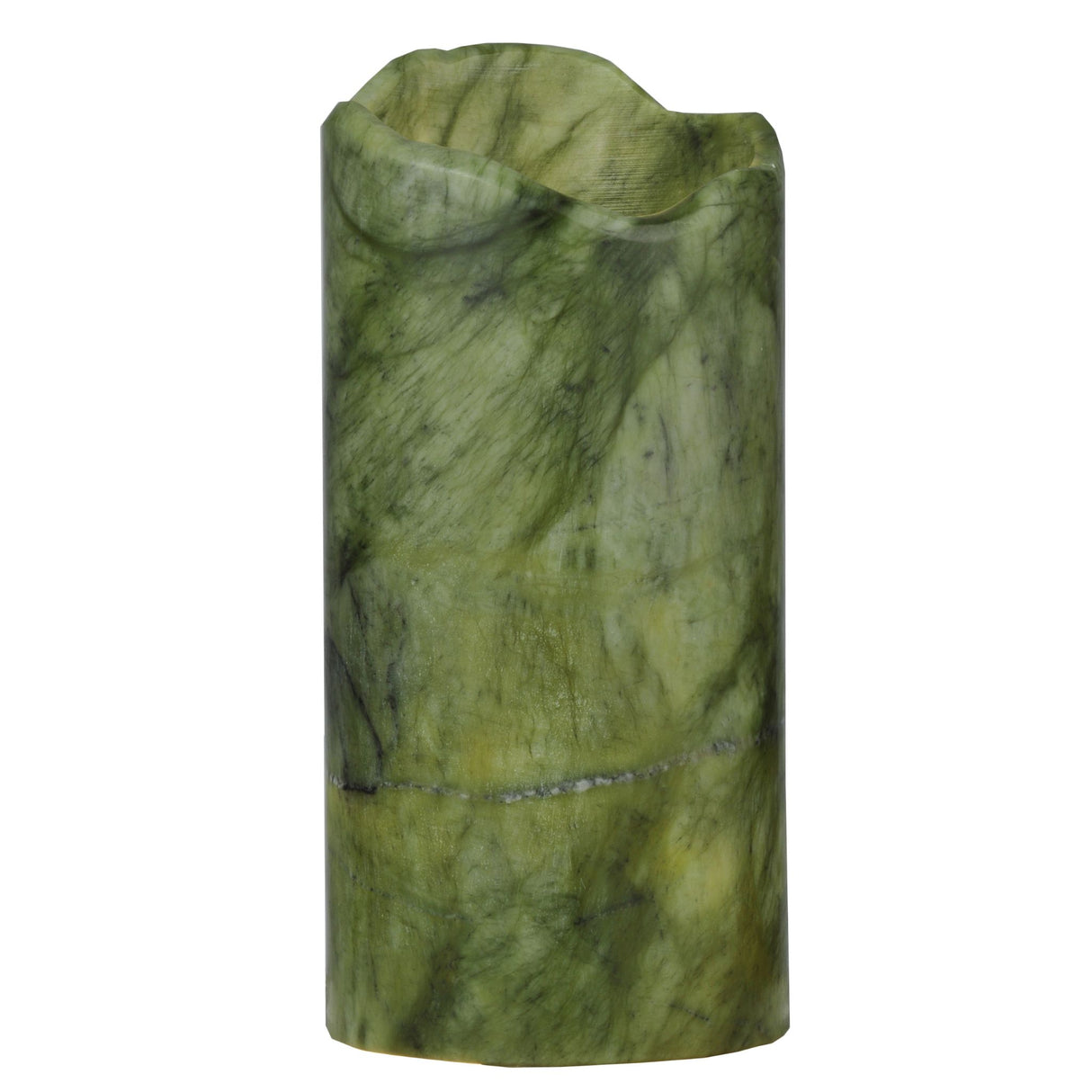 Straight-on view of the Cylindre Green Jadestone shade with deep green hues.