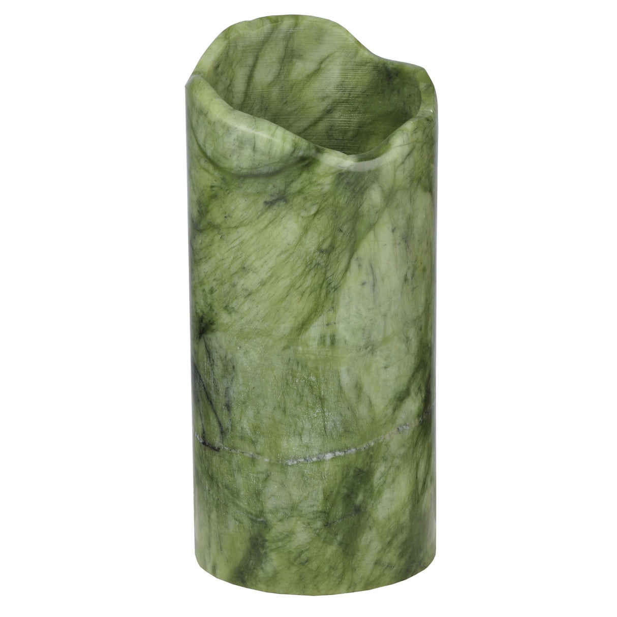 Unlit Cylindre Green Jadestone shade showcasing its natural stone texture and rich green hues.