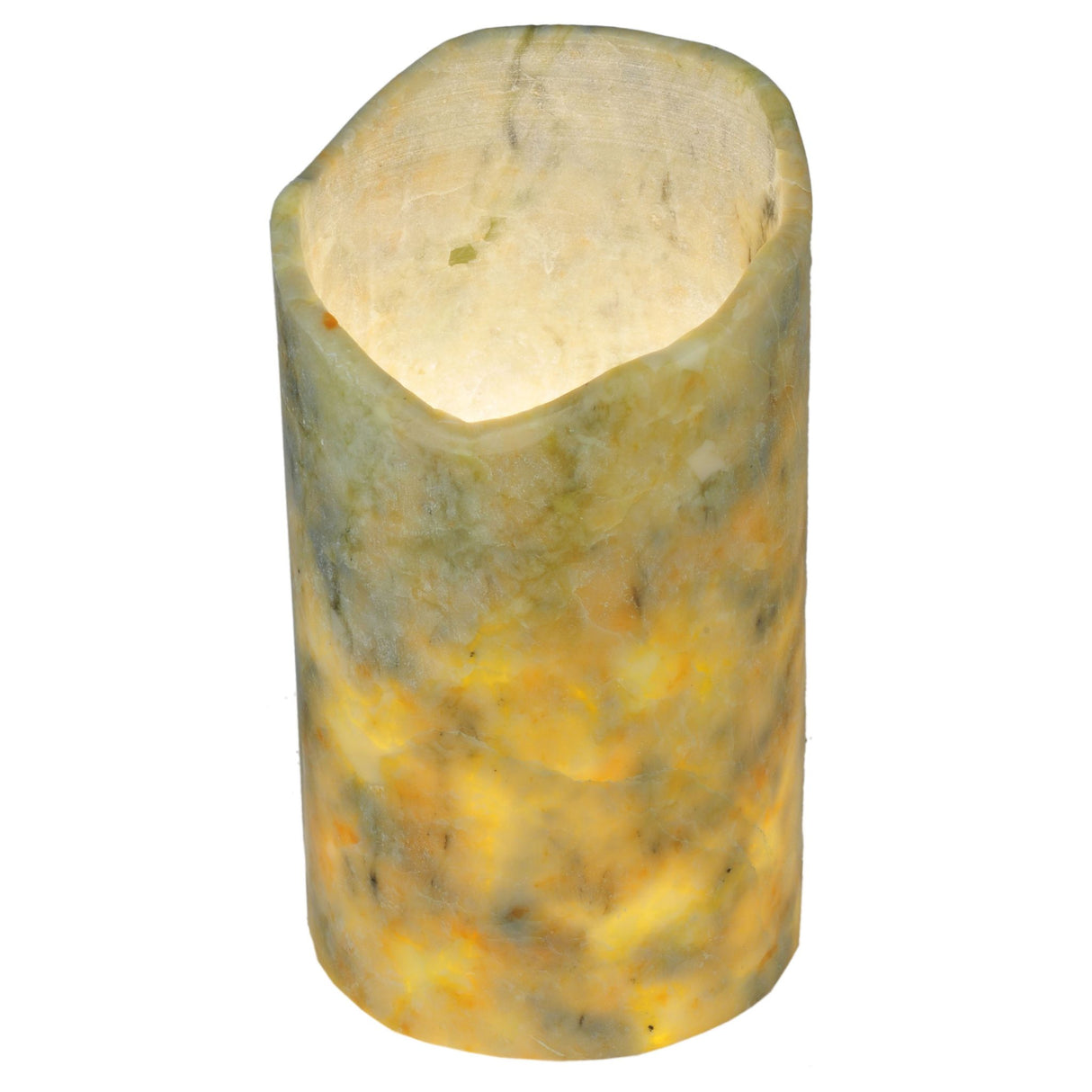 Cylindre light green jadestone shade softly illuminated.