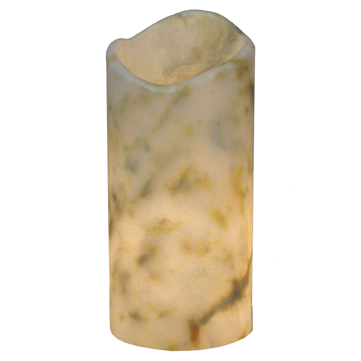 Angled perspective of the Cylindre Light Green Jadestone Shade emphasizing its natural patterns.