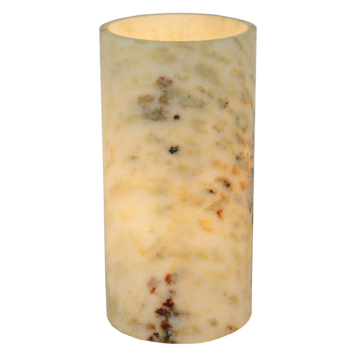 Front view of Cylindre Light Green Jadestone Shade, showcasing its natural stone texture.