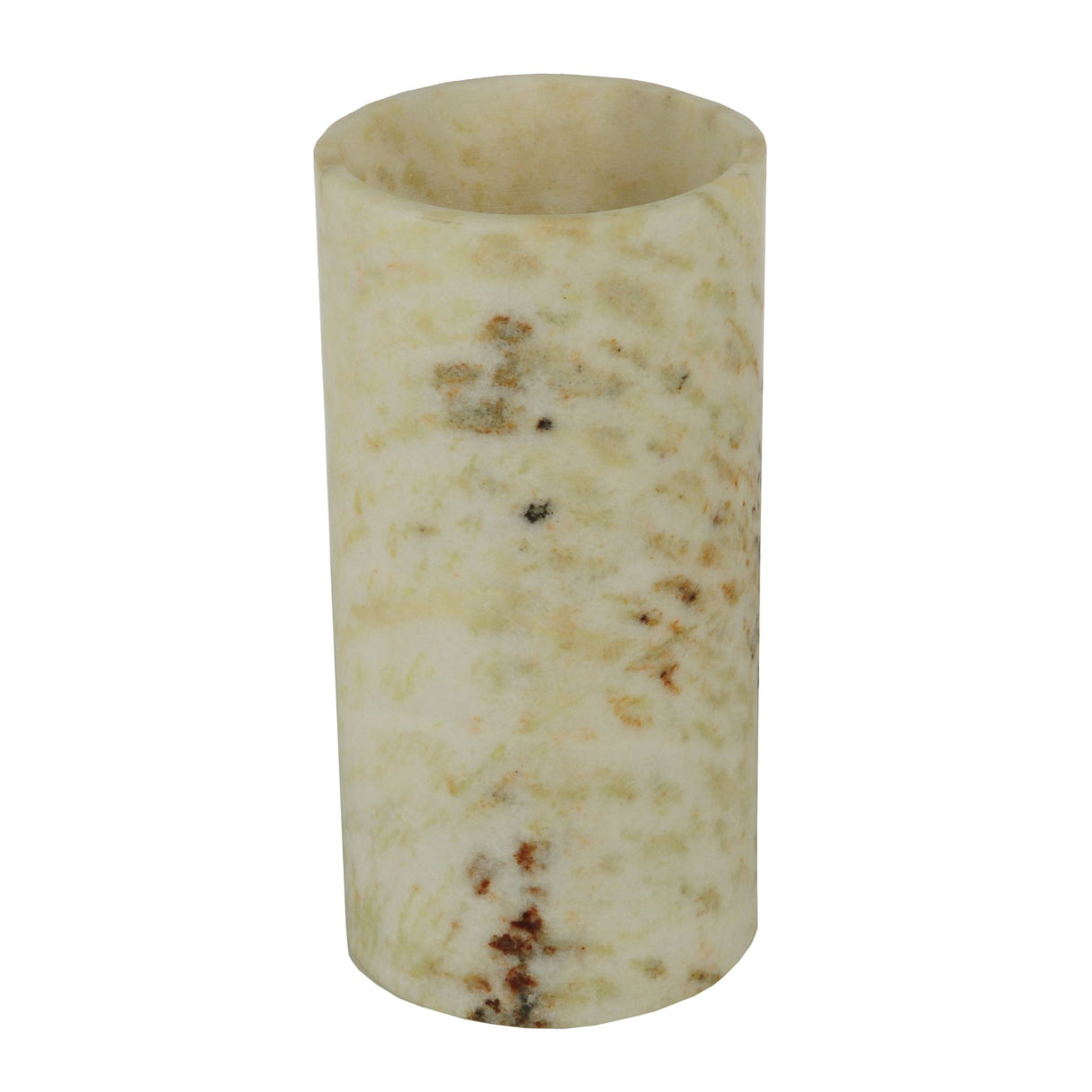 Side view of Cylindre Light Green Jadestone Shade displaying its unlit natural patterns.