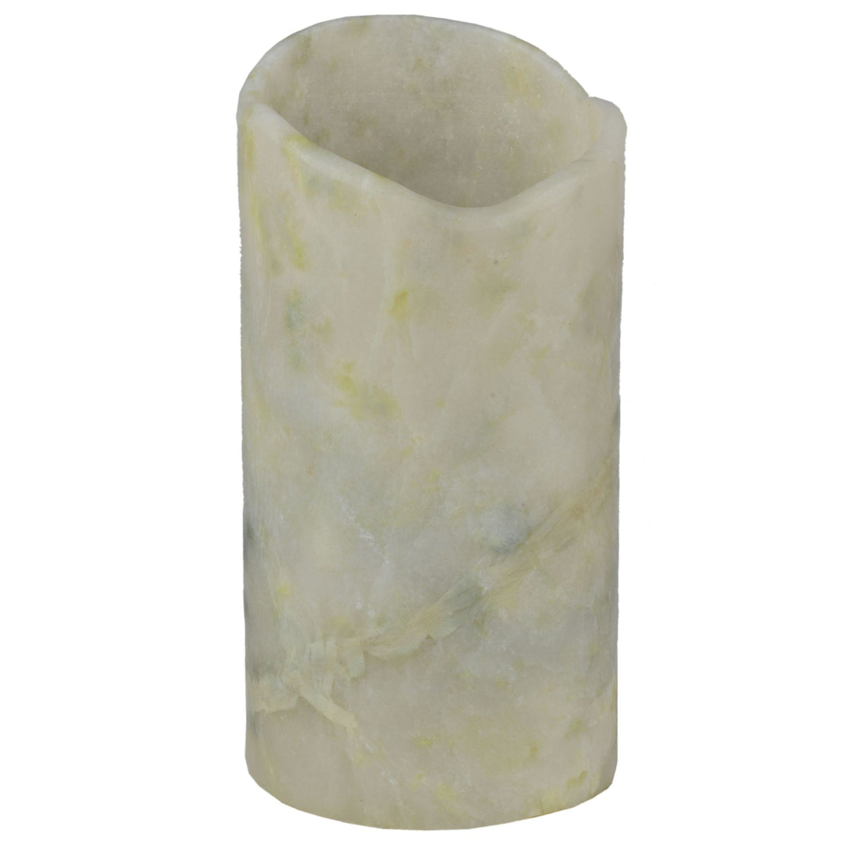 unlit view of cylindre light green jadestone shade showcasing its natural elegance.