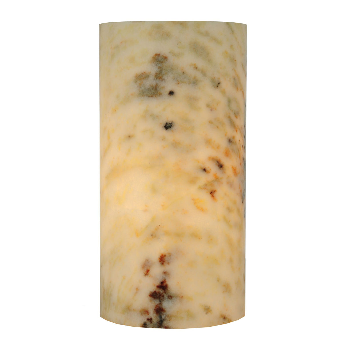 Cylindre Light Green Jadestone Shade standing upright with a warm glowing effect.