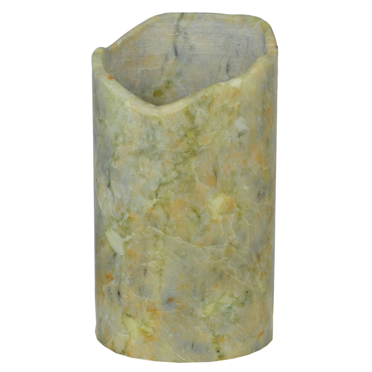 Unlit Cylindre light green jadestone shade with natural veining.