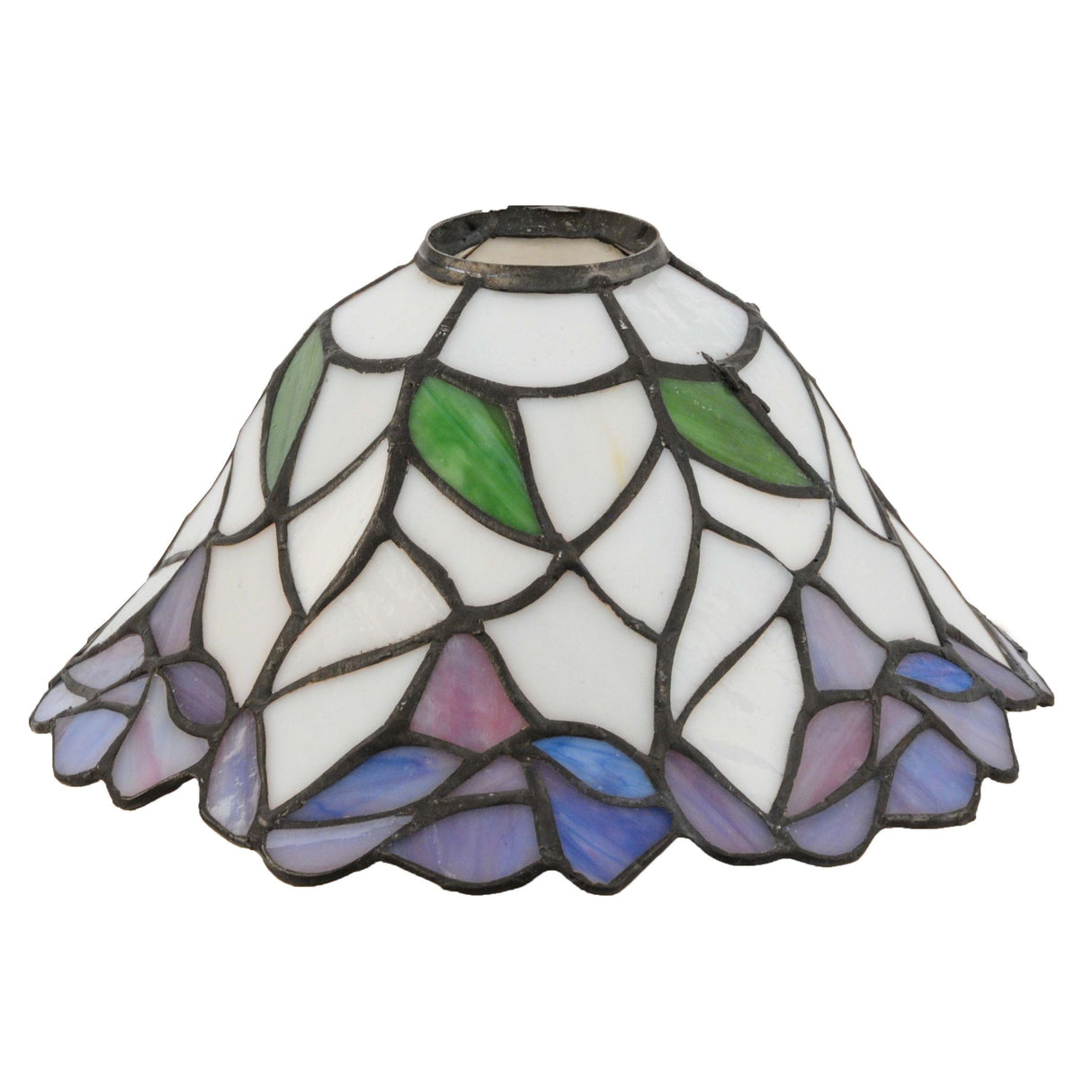 Detailed side view of the 9-inch daffodil bell shade with floral border.