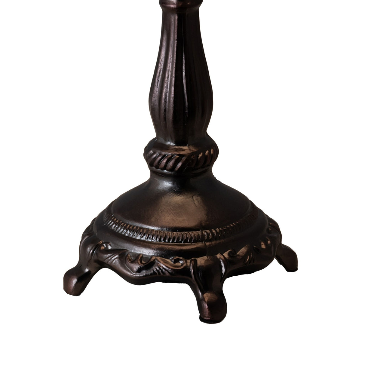 Base view of Daffodil Table Lamp highlighting the ornate Mahogany Bronze base.