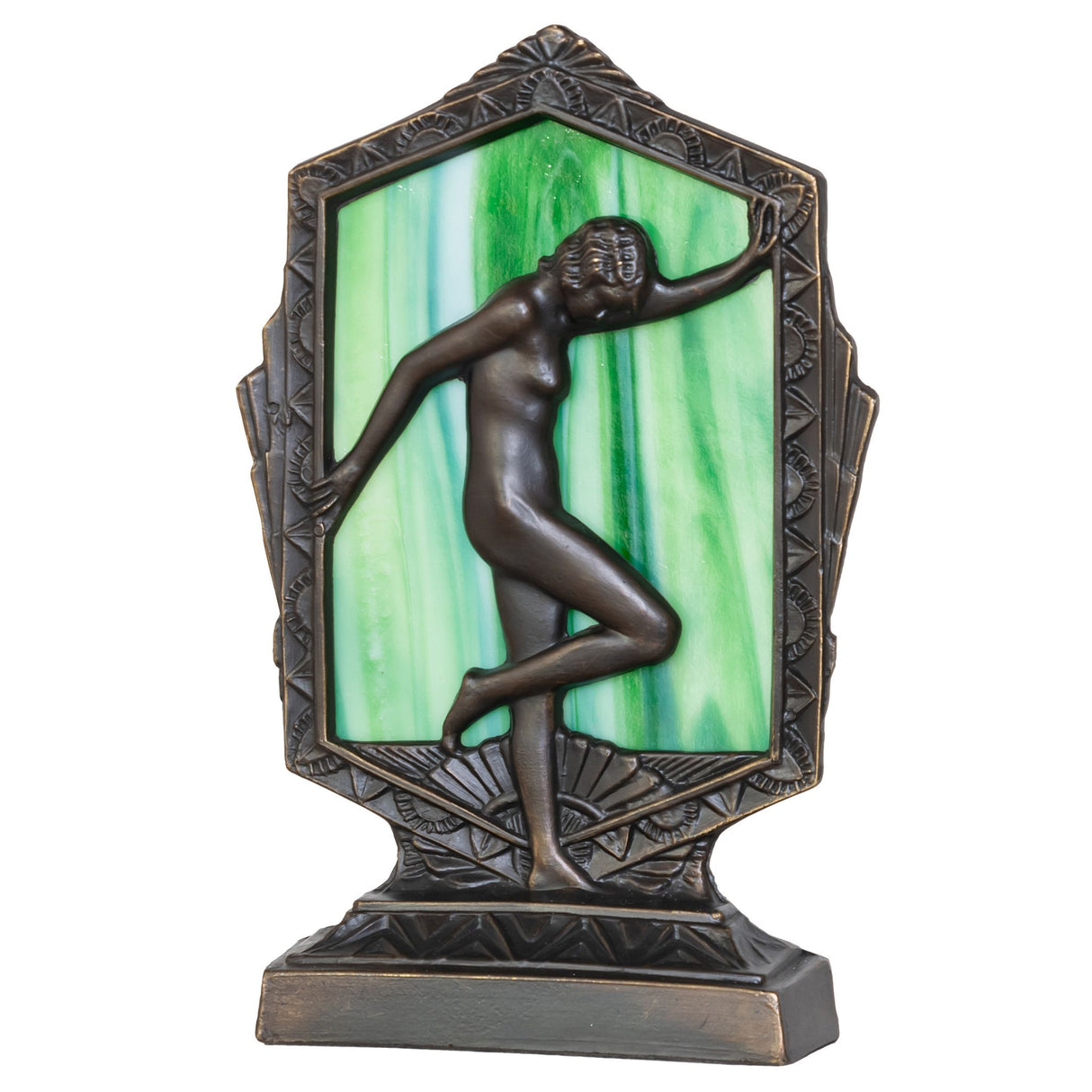 Unlit Deco Posing Lady accent lamp showcasing its intricate design and sculpted details.