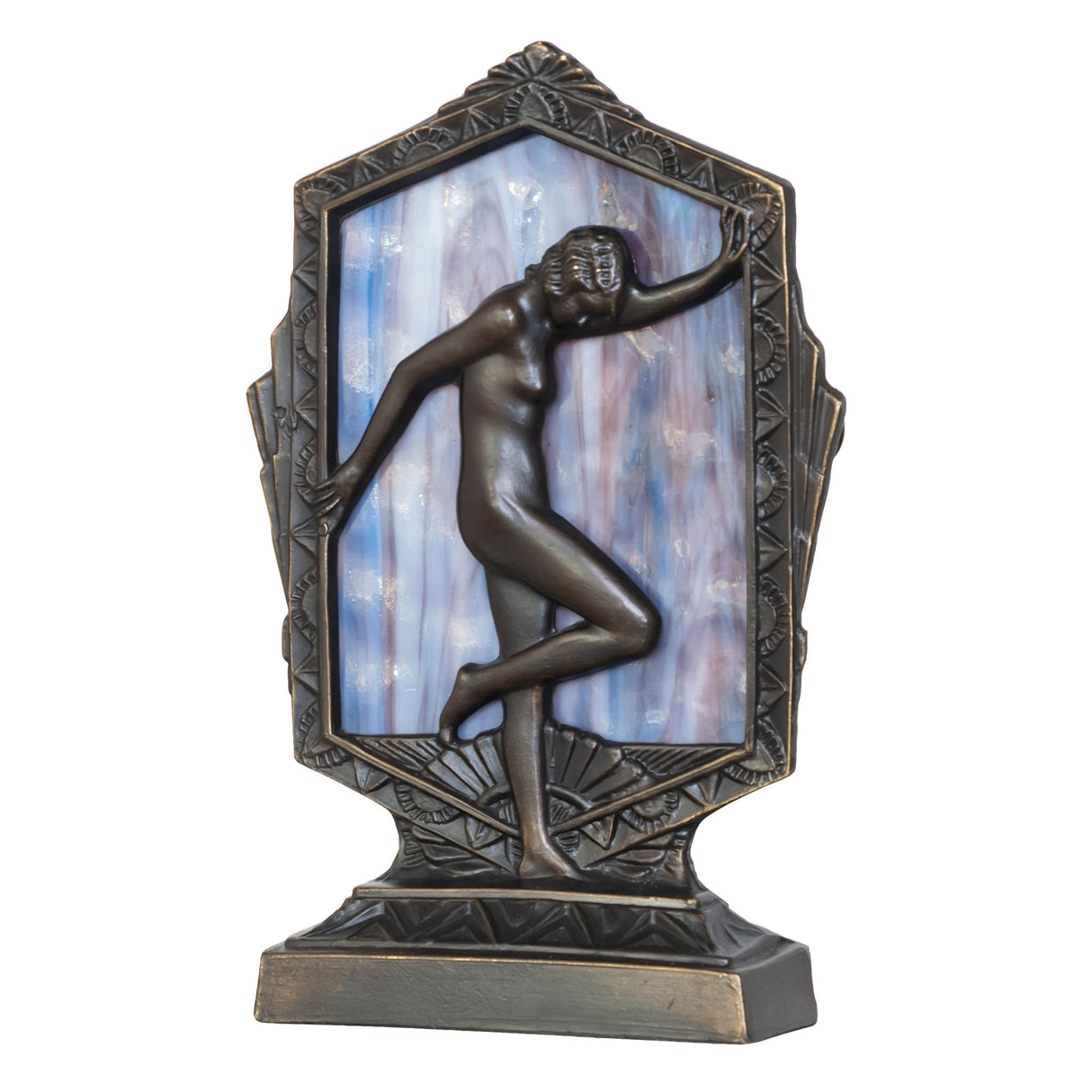 Unlit view of the Deco Posing Lady Accent Lamp highlighting its intricate details.