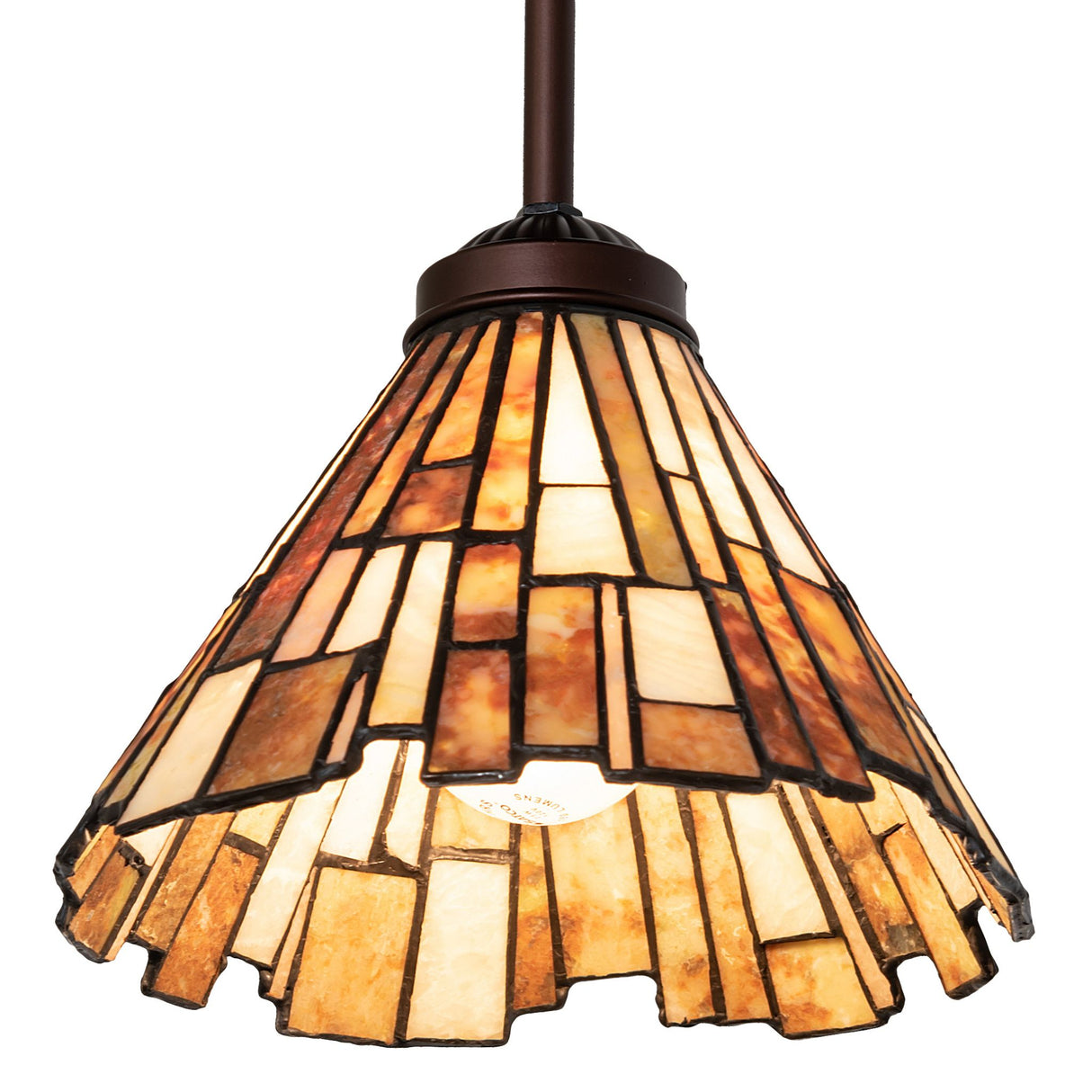 Bottom angled view of Delta Jadestone mini pendant lamp.