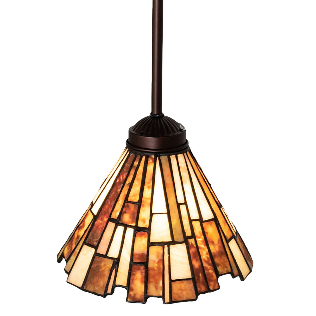 Top view of the Delta Jadestone mini pendant, showcasing the intricate tile pattern.