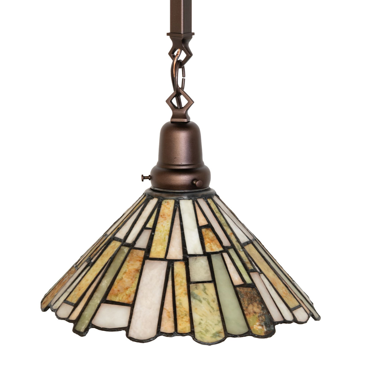 Side view of the Delta Jadestone Pendant with natural tones.
