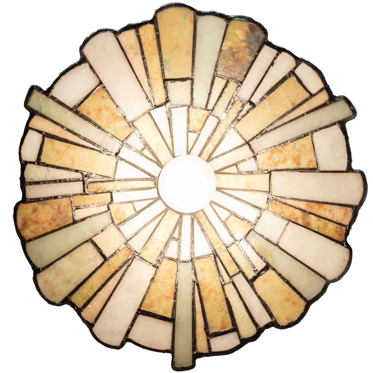 Top view of the Delta Jadestone Pendant revealing its shape.
