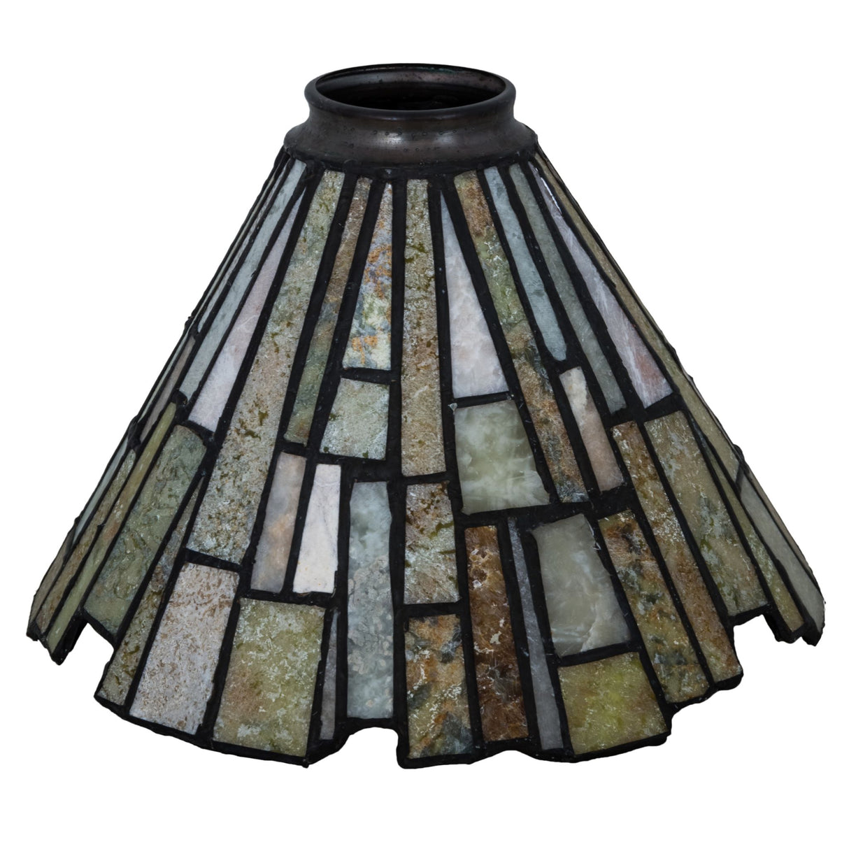 Unlit view of the Delta Jadestone shade, highlighting its intricate tile pattern.