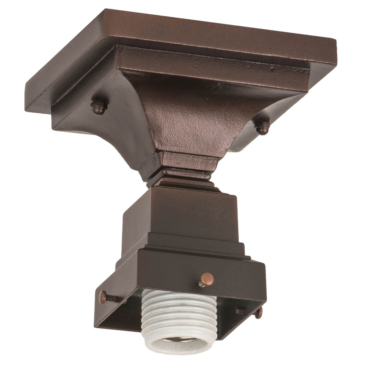 Mounting hardware of the Diamond Band Mission Flushmount in Mahogany Bronze finish.