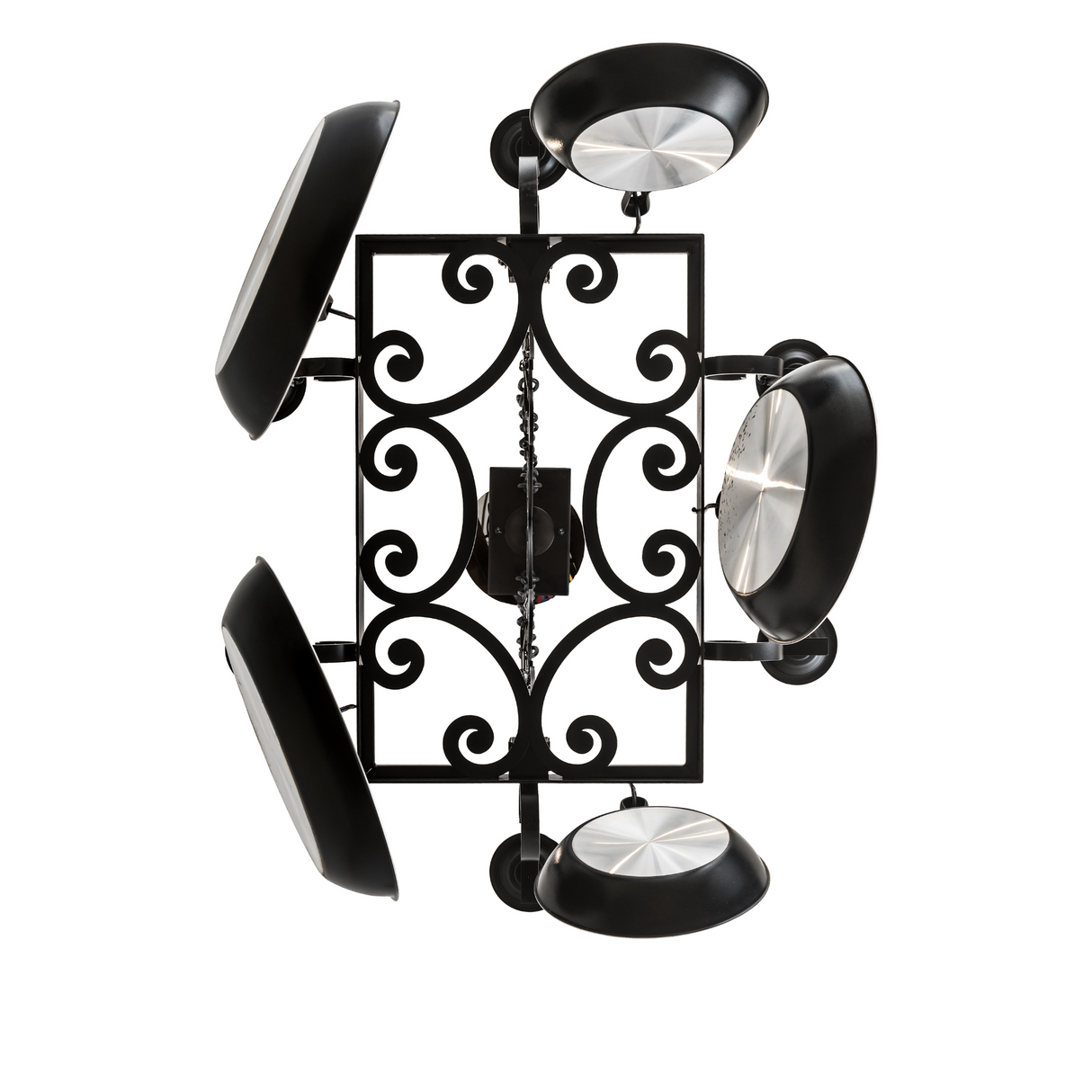 Bottom view showing scroll pattern and pan arrangement.