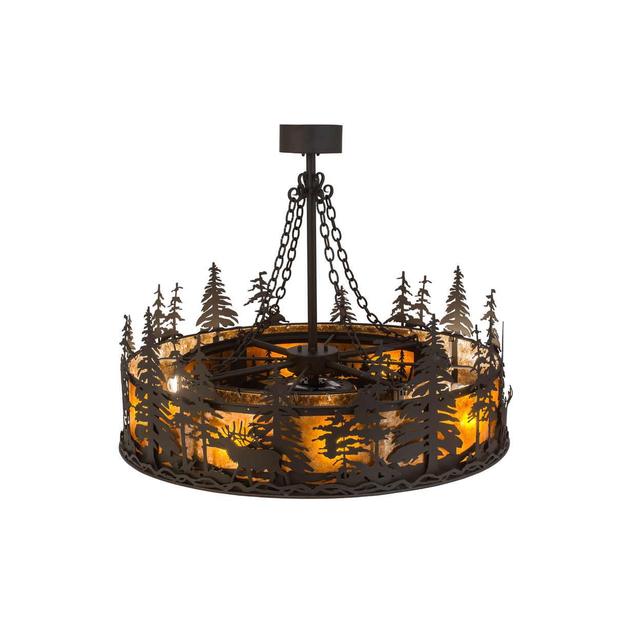 Top angle lit view with exposed mount and wiring