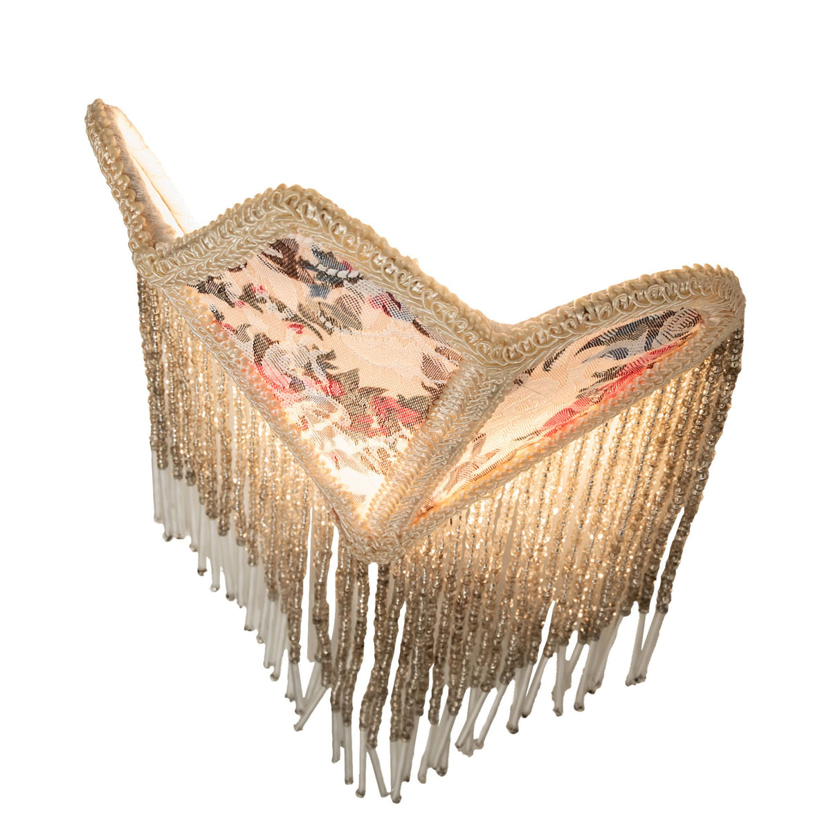 Angled view of the Fabric & Fringe Floral Night Light highlighting its graceful design.