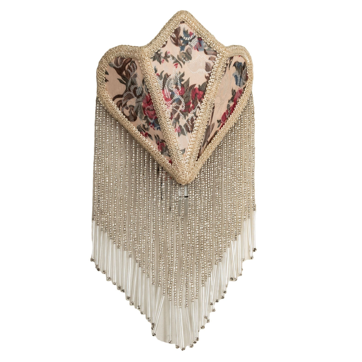 Unlit Fabric & Fringe Floral Night Light showcasing its elegant Victorian-inspired fabric shade.