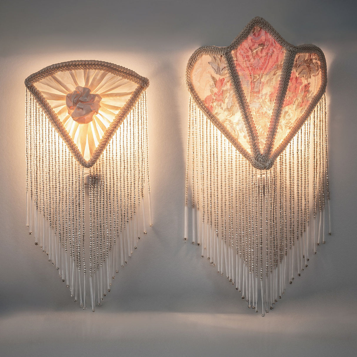 Ambient view of night lights casting soft glow on wall.