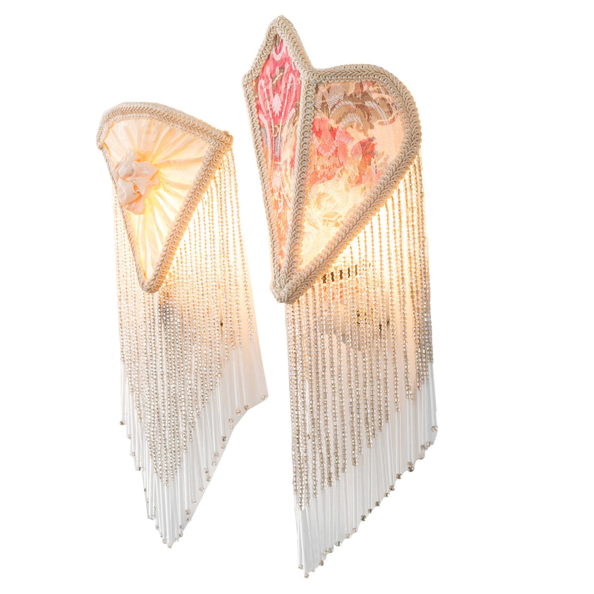 Side view of decorative fringe fabric night lights.