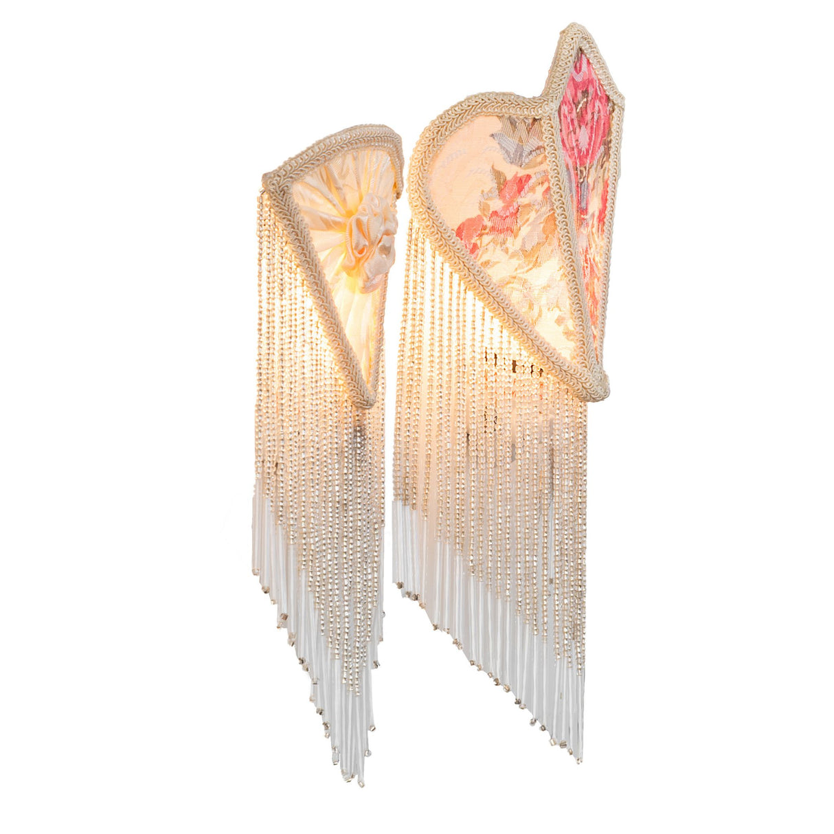 Side angled view of vintage-style night light set.