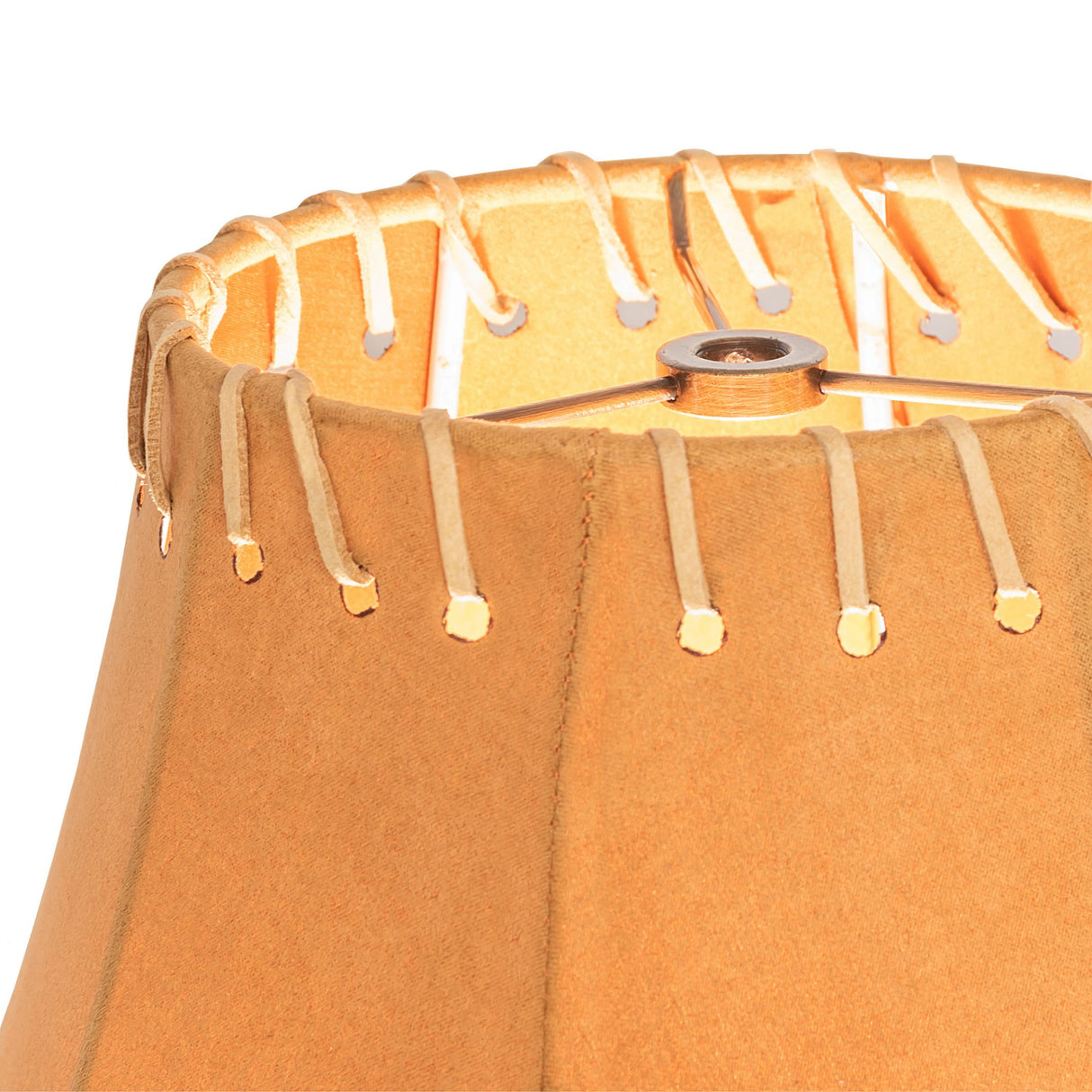 Closeup of the top edge of the hexagon shade highlighting its detailed craftsmanship.