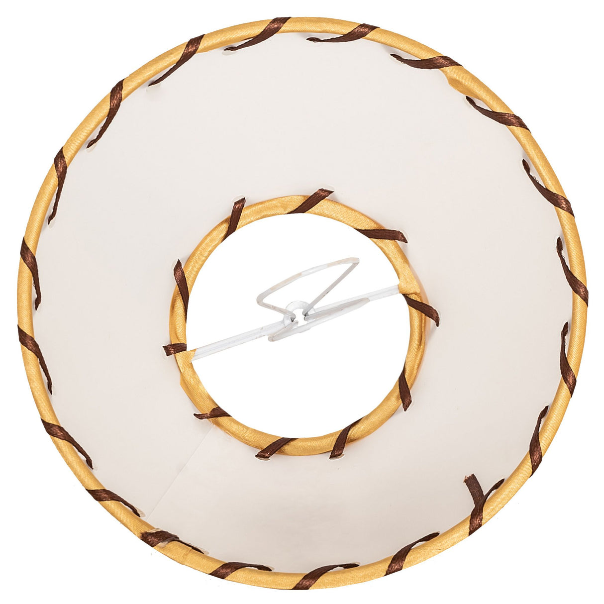 bottom view of faux rawhide shade highlighting its authentic rawhide finish.