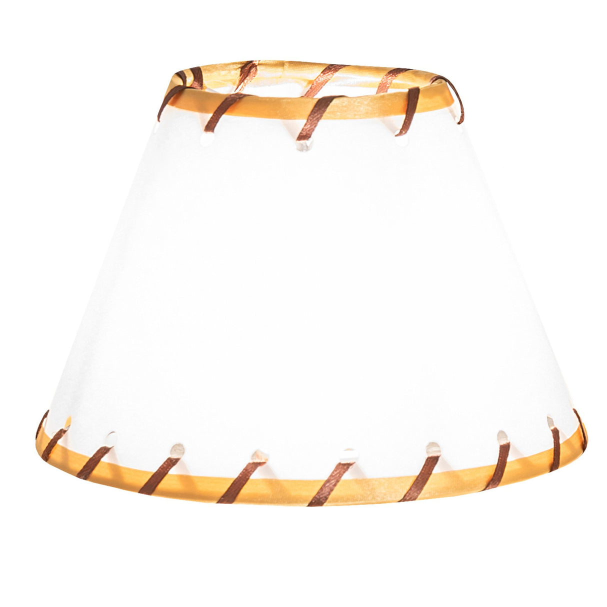 illuminated view of faux rawhide shade casting a warm, inviting glow.