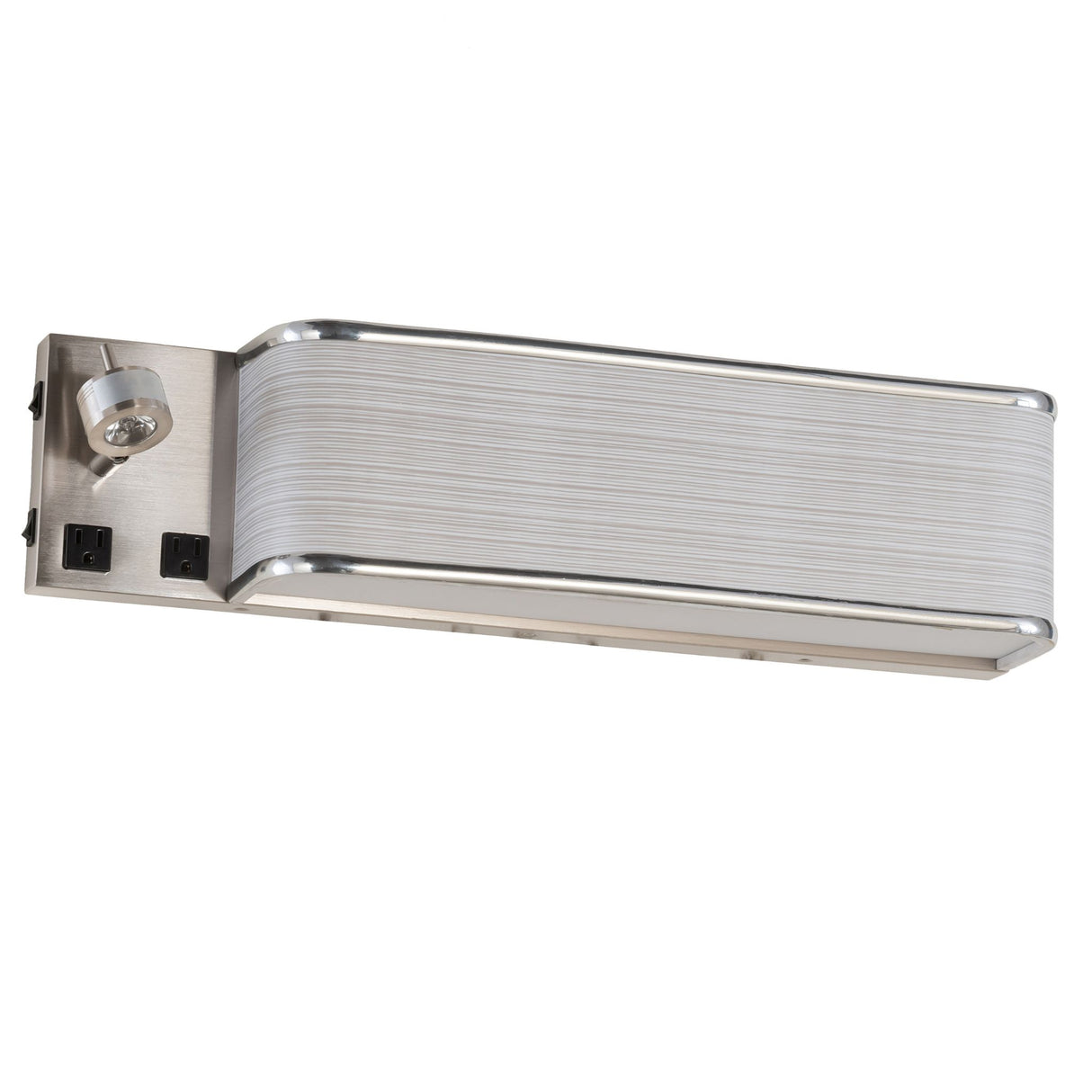 White wood grain wall sconce showing clean lines and metallic accents.