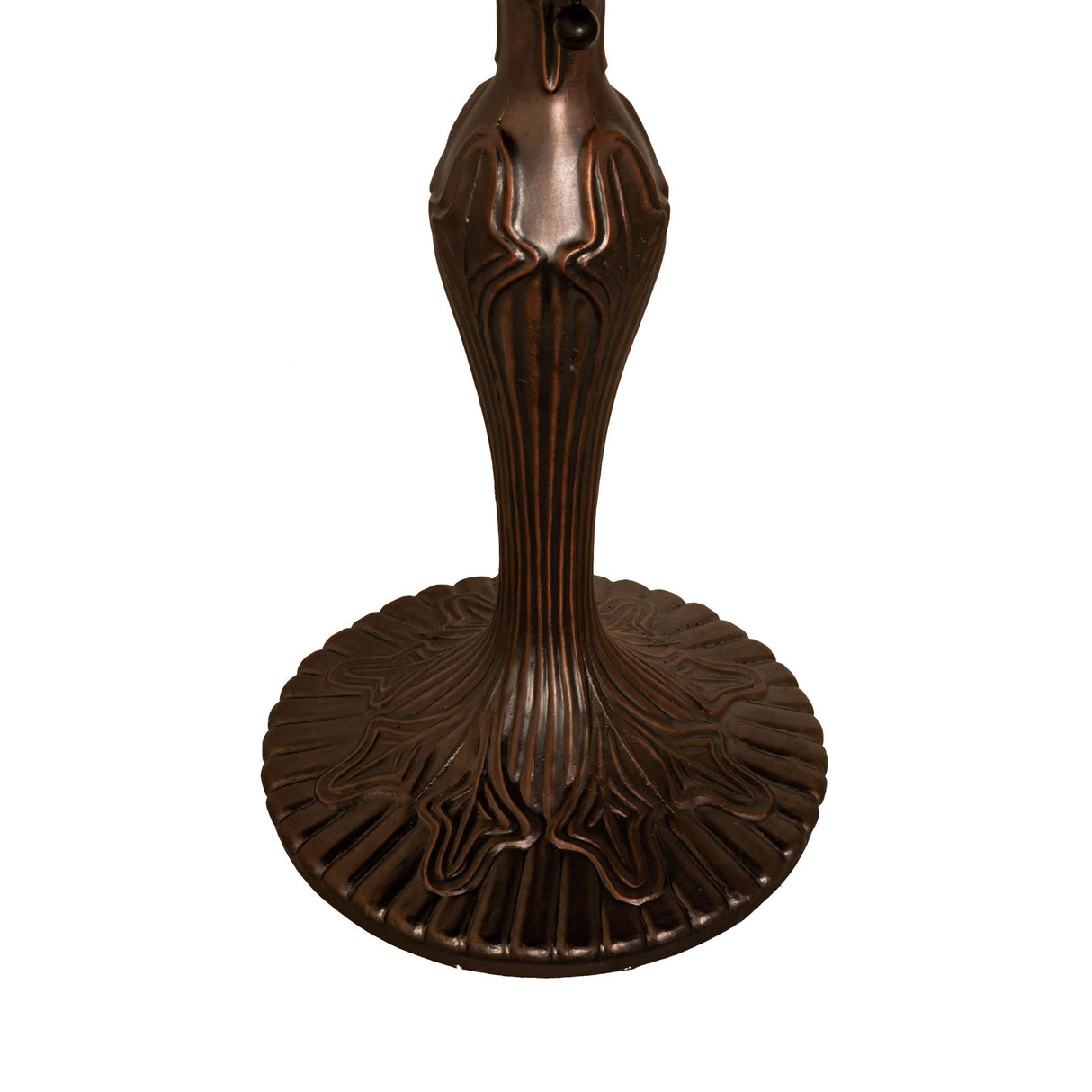 Close-up of the Fleur Table Base showcasing intricate detailing and Mahogany Bronze finish.
