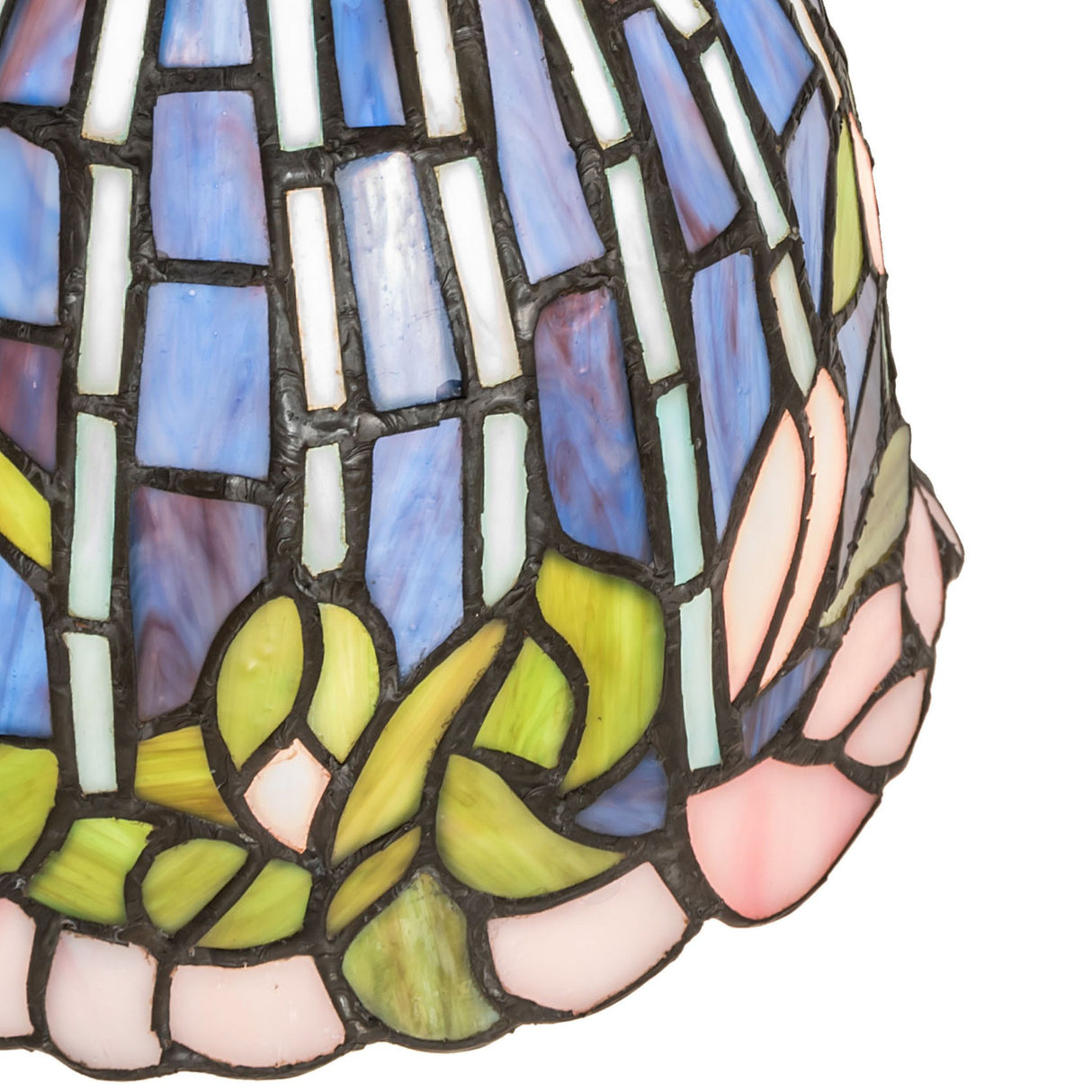 Closeup of the Flowering Lotus Pendant shade highlighting the floral pattern.