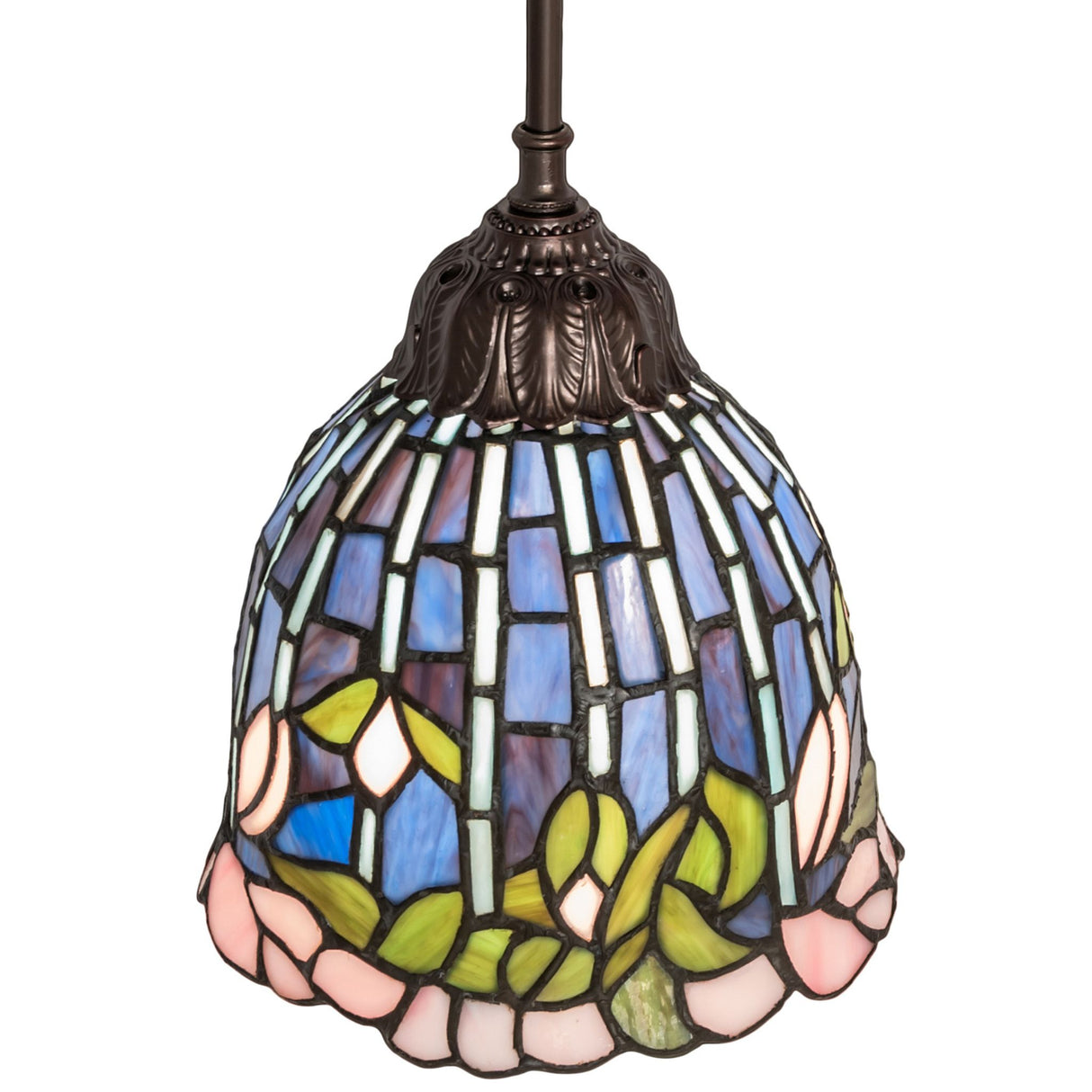 Top view of the Tiffany Pendant displaying its detailed glasswork.