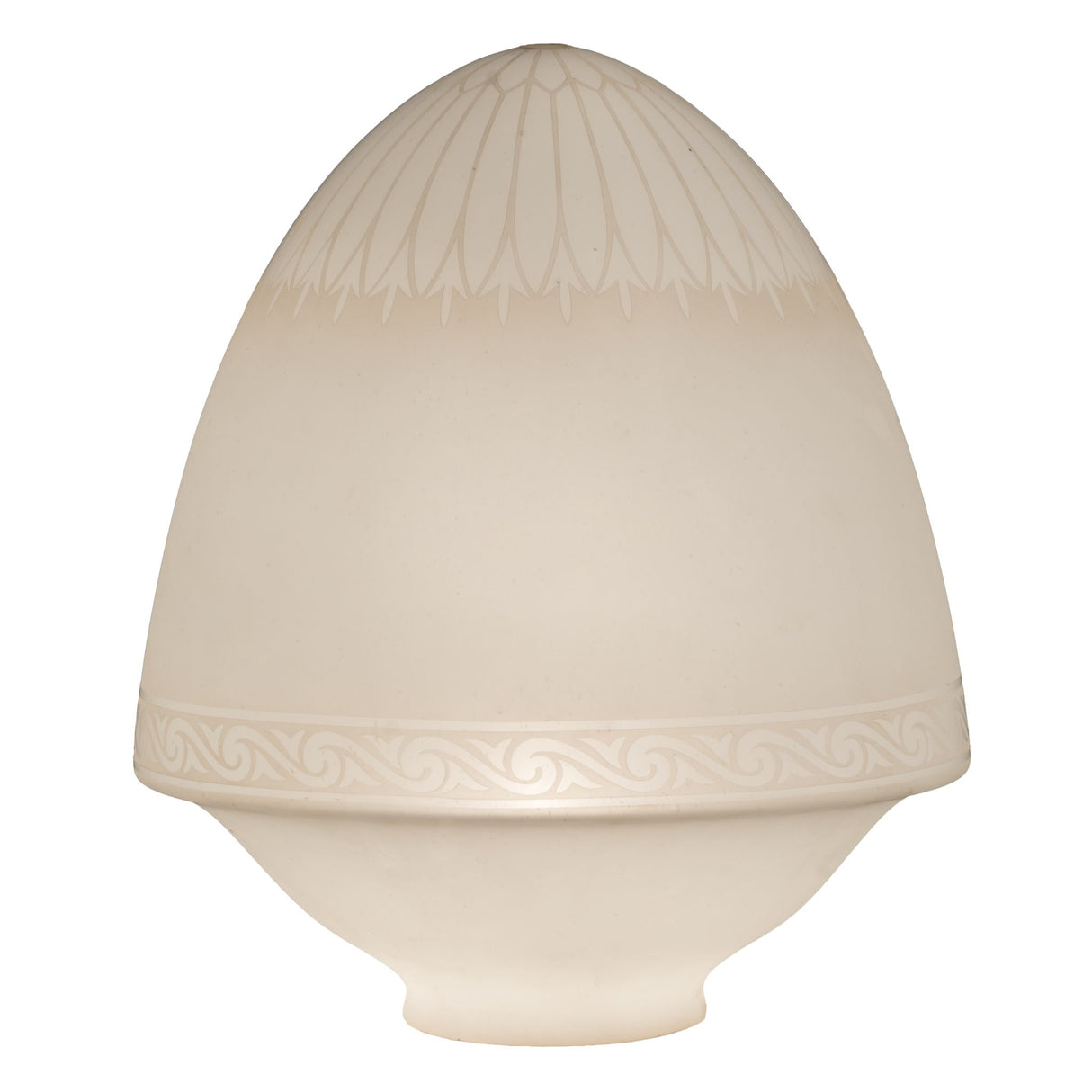 Elegant front view of the Ovum Aquinum glass shade.
