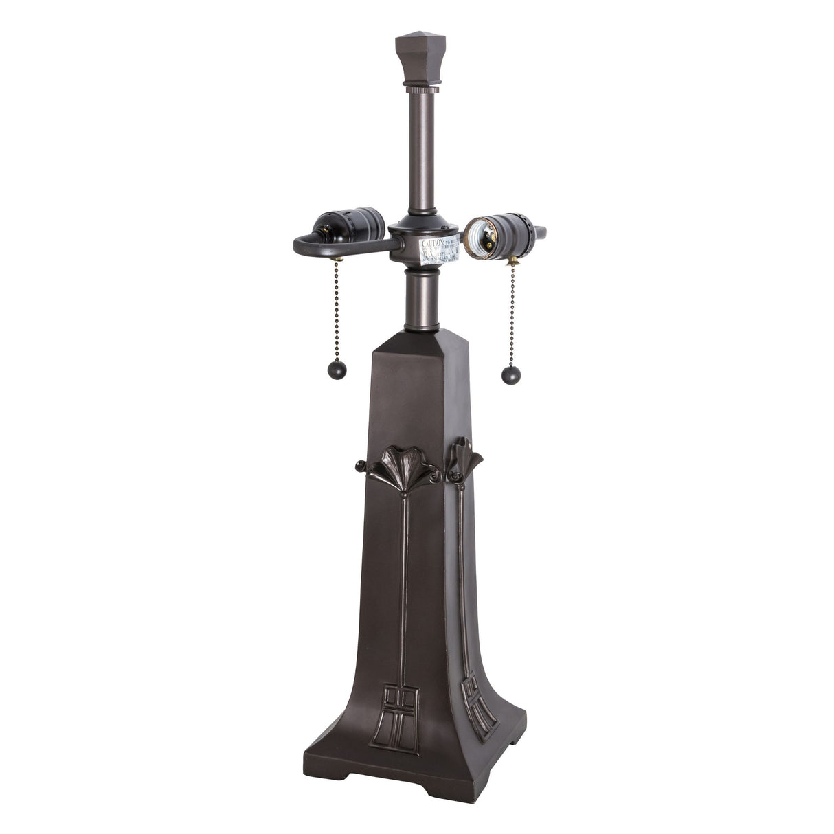 Elegant Ginkgo table base with a Mahogany Bronze finish and dual bulb sockets.