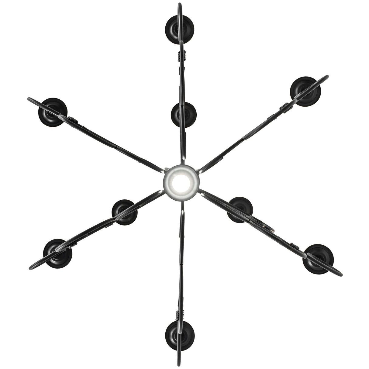 Bottom view showing radial arm layout and center downlight.