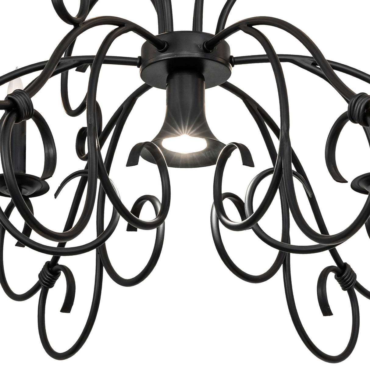 Close-up of integrated center downlight on Grace chandelier.