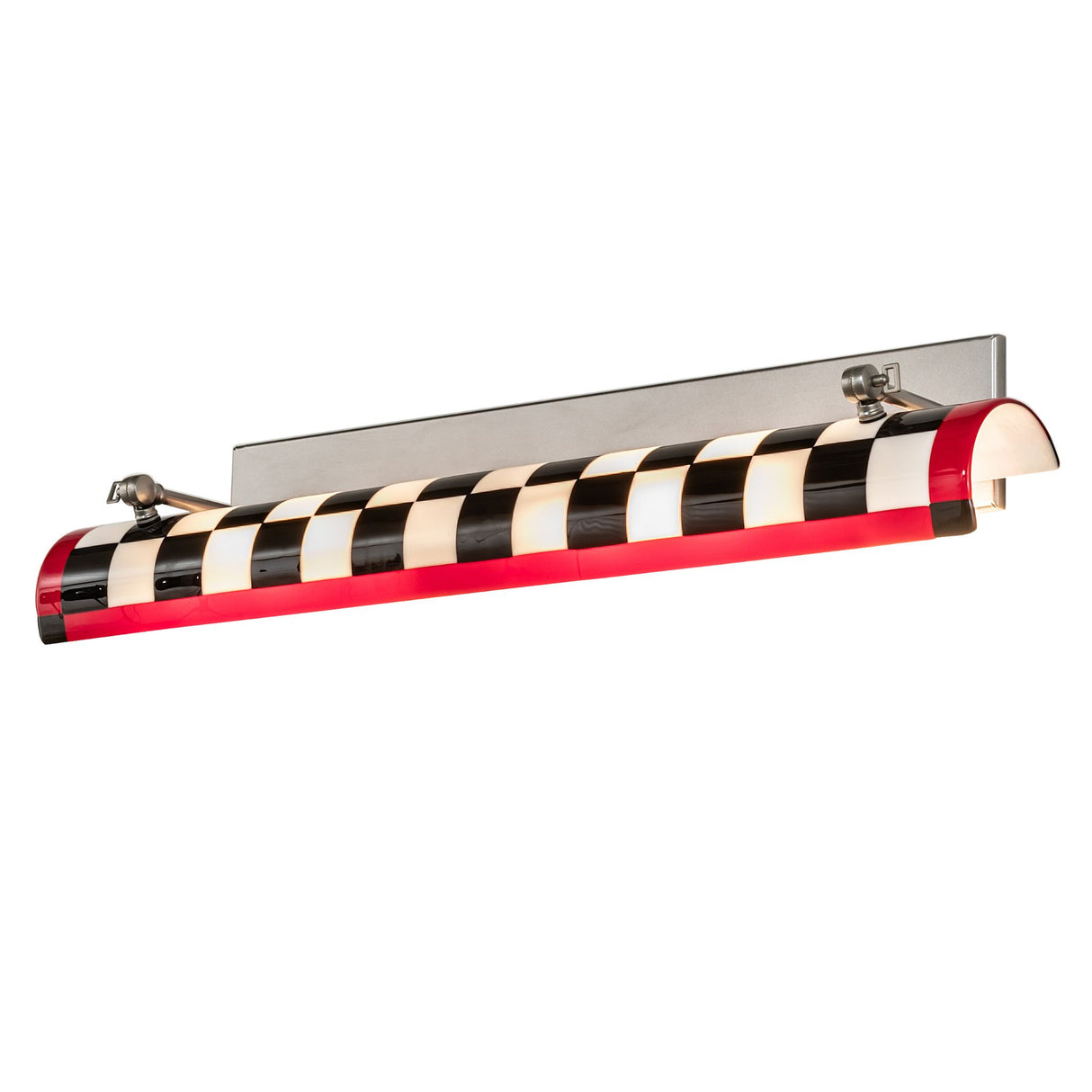Grand Prix Picture Light Wall Sconce featuring a checkered racing flag design with red borders.