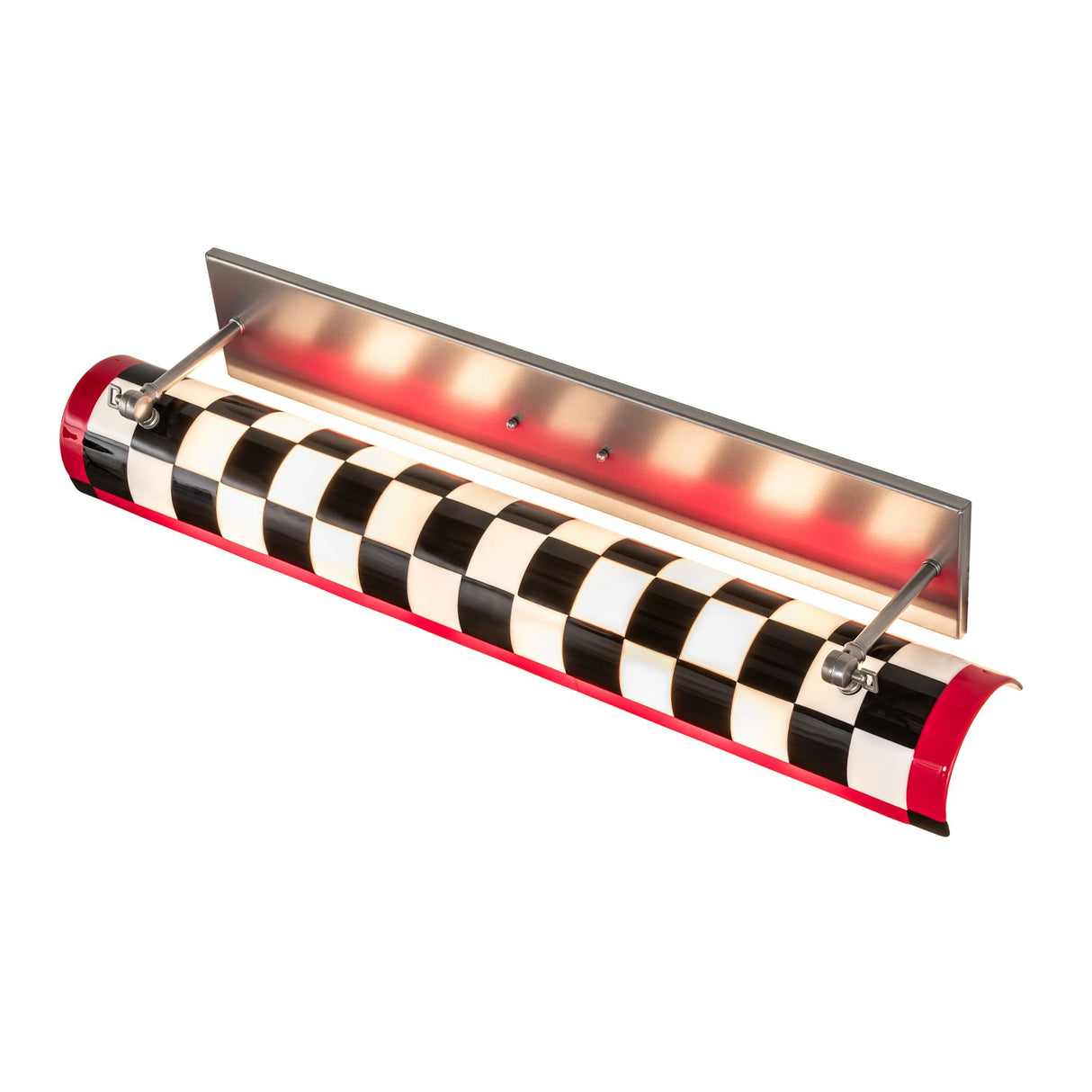 Top view of the Wall Sconce showing the checkered glass shade and support arms.