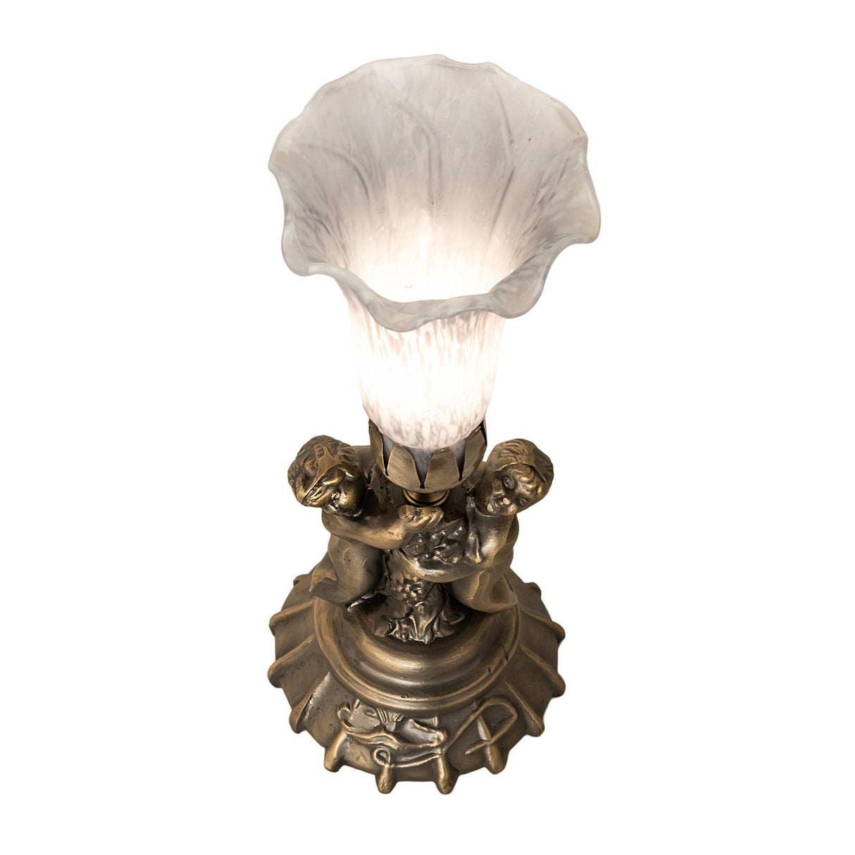 Top view of gray pond lily lamp showing shade details.