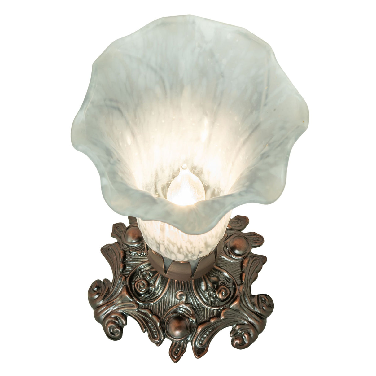 Top-down view of the Gray Tiffany Pond Lily Accent Lamp, revealing its delicate glass shade.