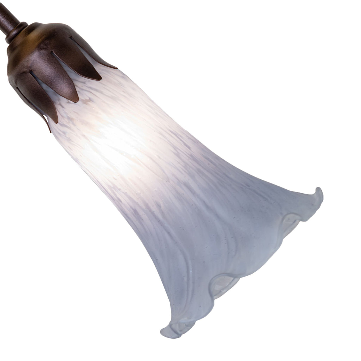 Close-up view of a single Pond Lily glass shade, showing craftsmanship and lighting effect.