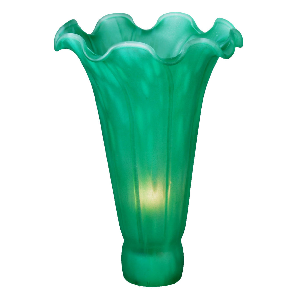 Close-up of the Green Pond Lily Shade showcasing its elegant ruffled glass design.