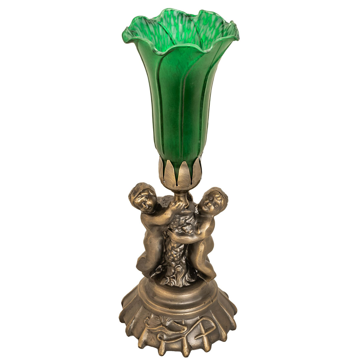 Unlit view of the Green Tiffany Pond Lily lamp showcasing its intricate design and craftsmanship.