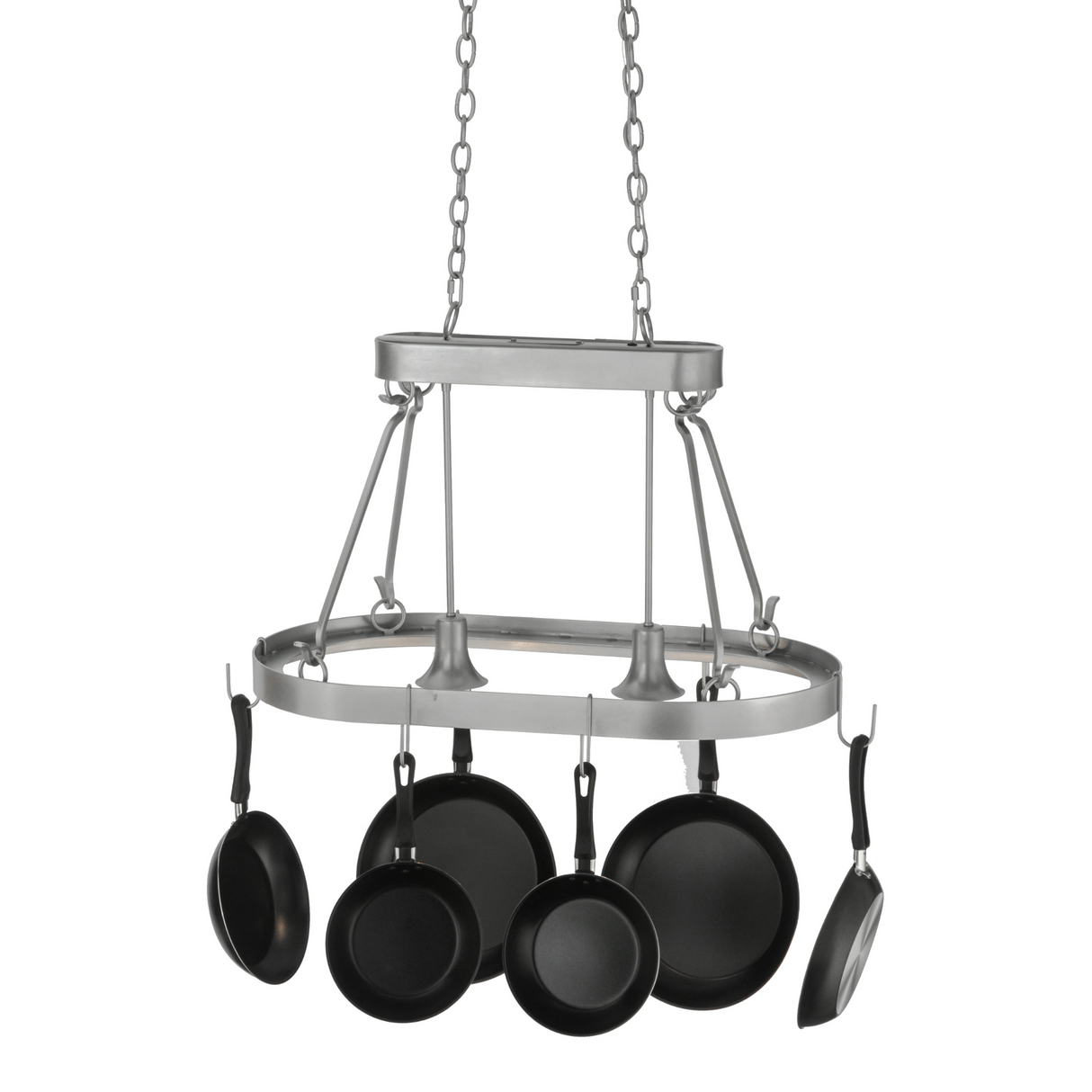 Unlit Harmony pot rack fixture with modern oval frame.