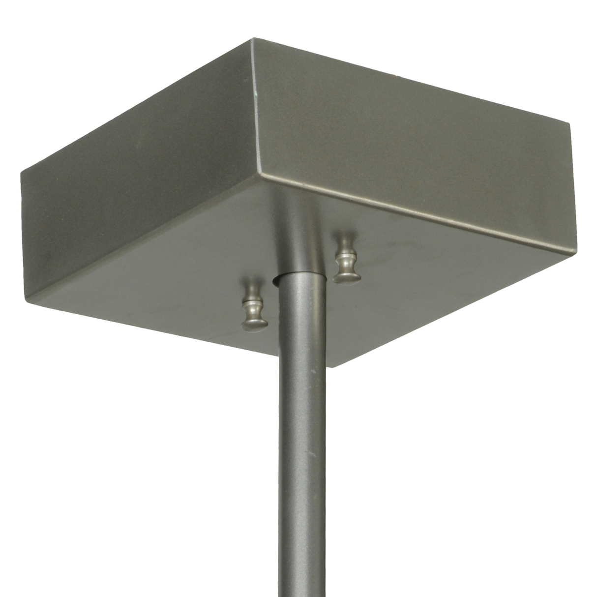 Ceiling canopy detail showing nickel finish and sturdy mounting design.