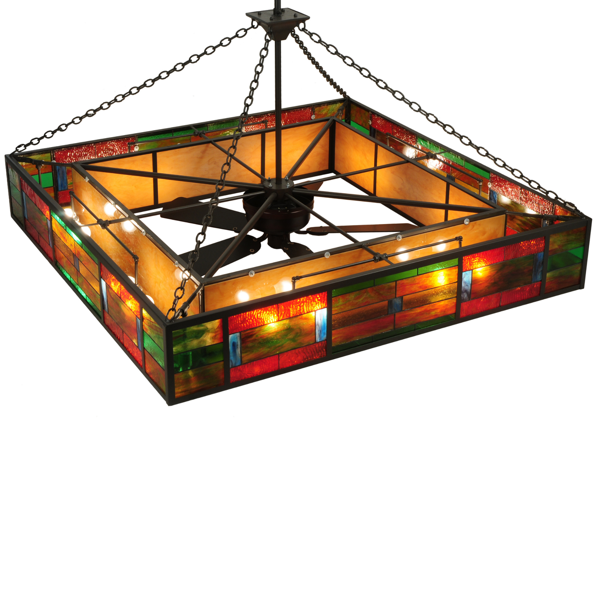 Top-down interior view showing fan, bulbs, and structural design.