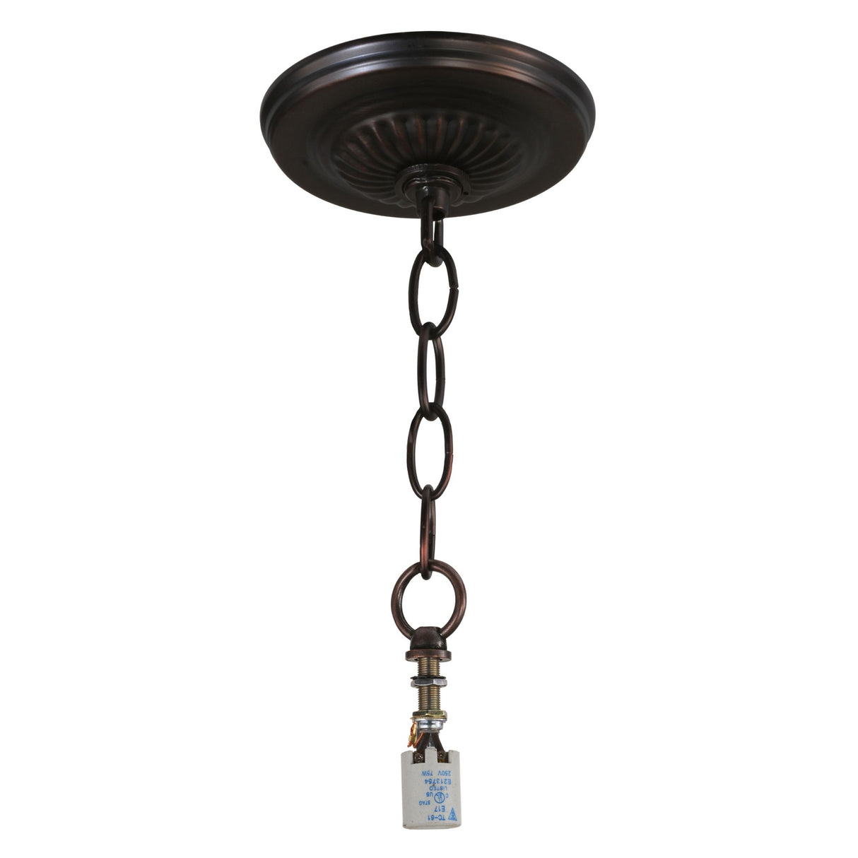 Intermediate socket pendant hardware with a 4-foot wire, chain, and mahogany bronze finish.