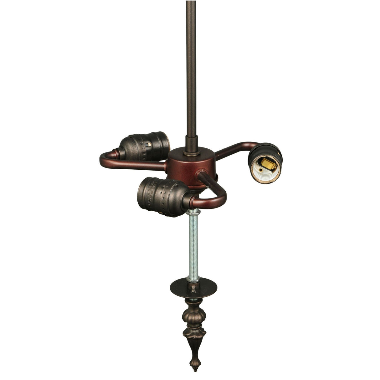 Side view of Iris 3-light hardware with vintage design.
