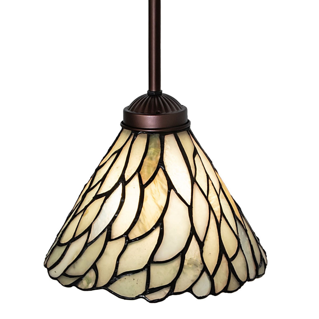 Angled view highlighting jadestone pendant's leaf-like pattern.